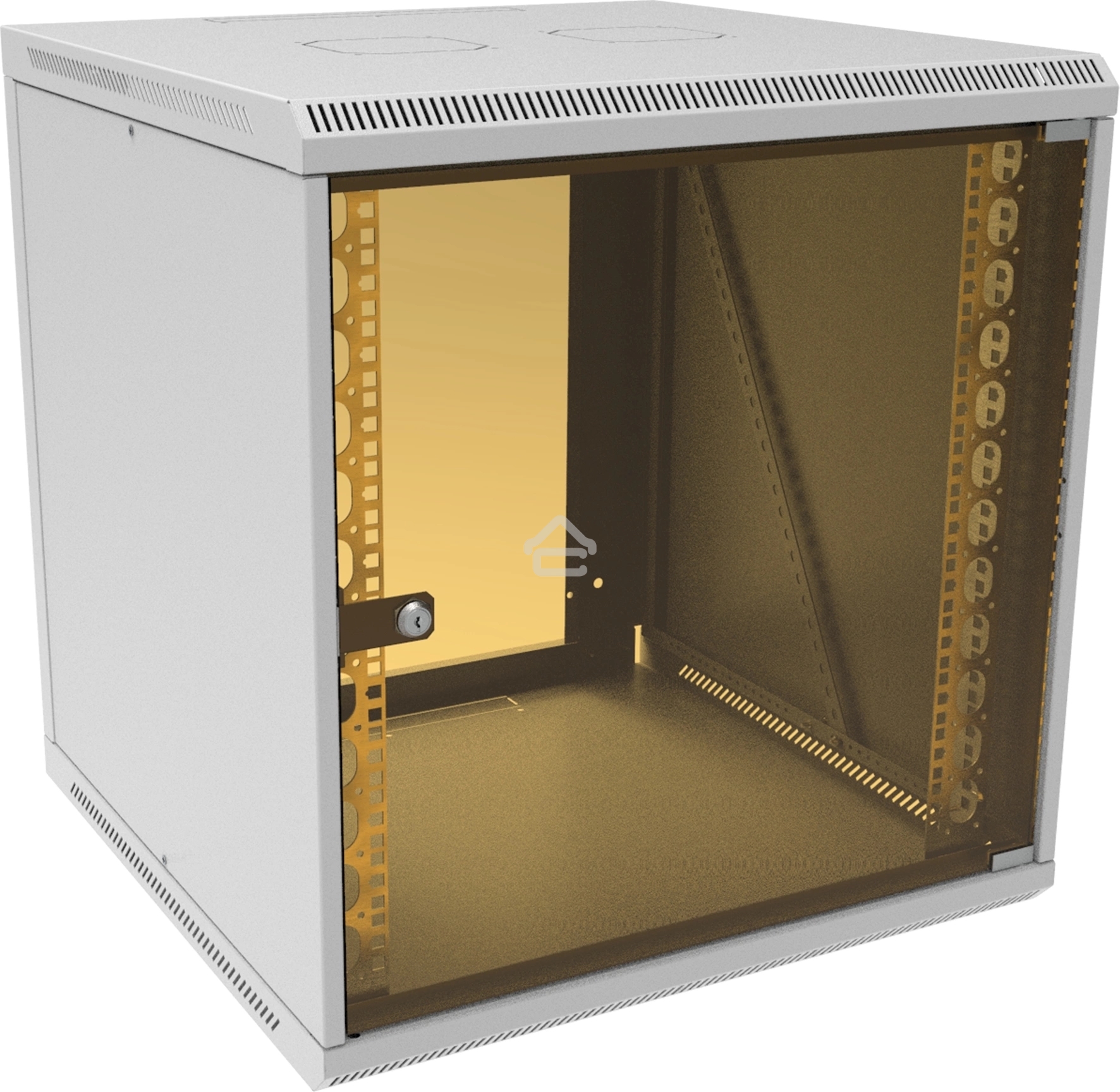 Шкаф коммутационный Suprlan (05-1206) настенный 12U 600x600мм пер.дв.стекл направл.под закл.гайки 70кг RAL 7035 535мм 26.22кг 620мм