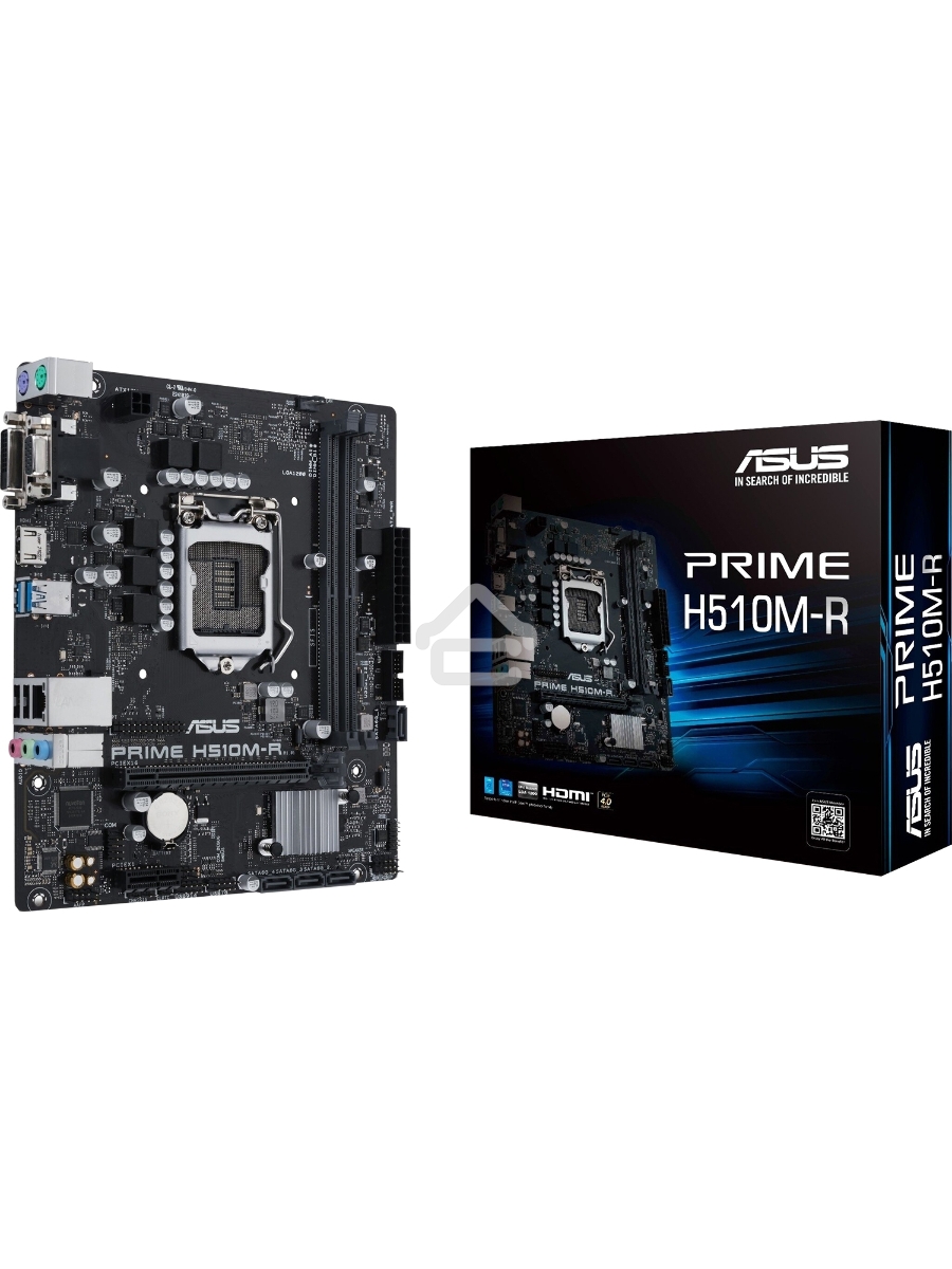 Материнская плата ASUS PRIME H510M-R-SI, LGA1200, H510, 2*DDR4, DVI+D-Sub + HDMI, SATA3, Audio, Gb LAN, USB 3.2, COM*1 header (w/o cable),mATX