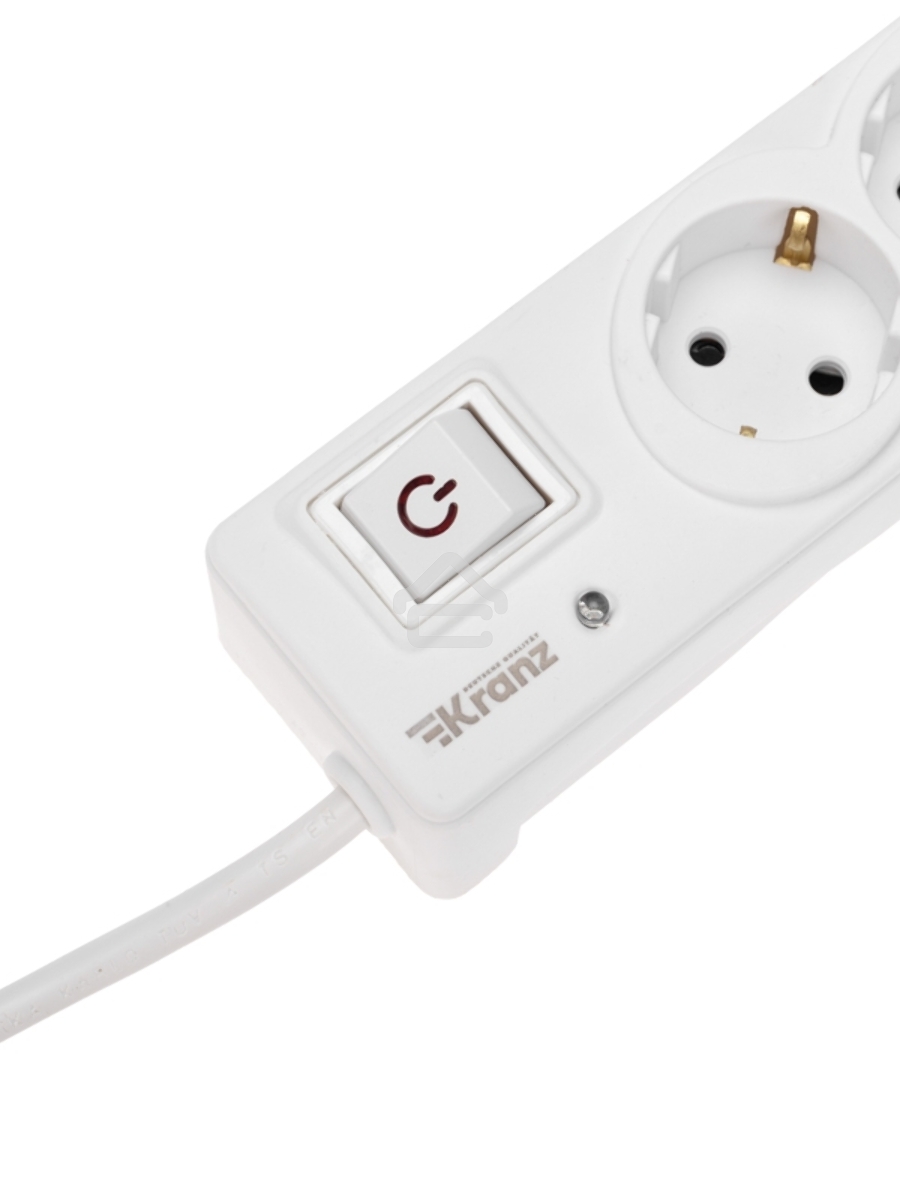 Сетевой фильтр 5 гнезд, 3м, 3х1,5мм², с автовыкл, 2 USB, белый KRANZ