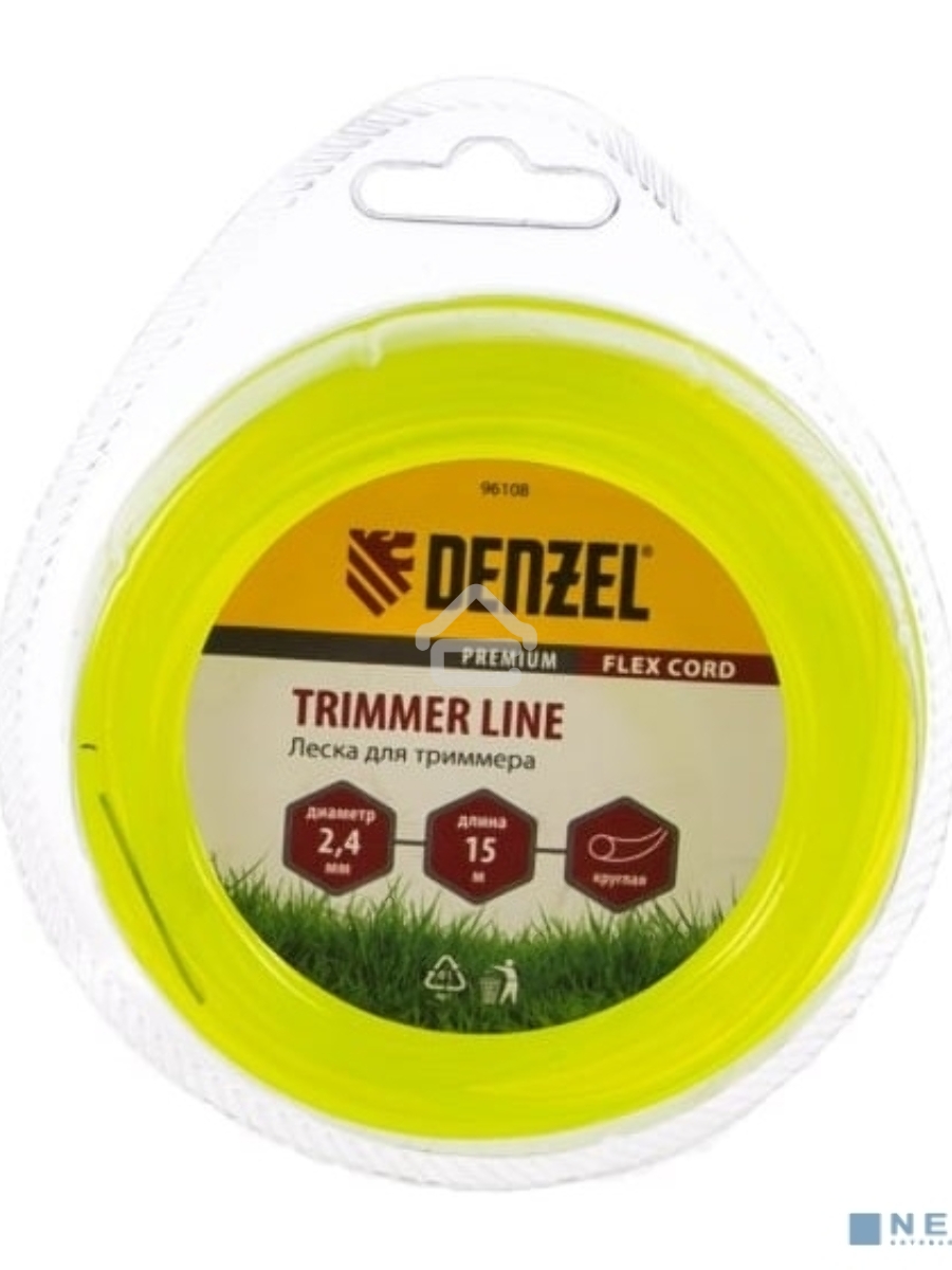 Леска для триммера Denzel круглая 2,4 мм х 15 м, блистер FLEX CORD 96108