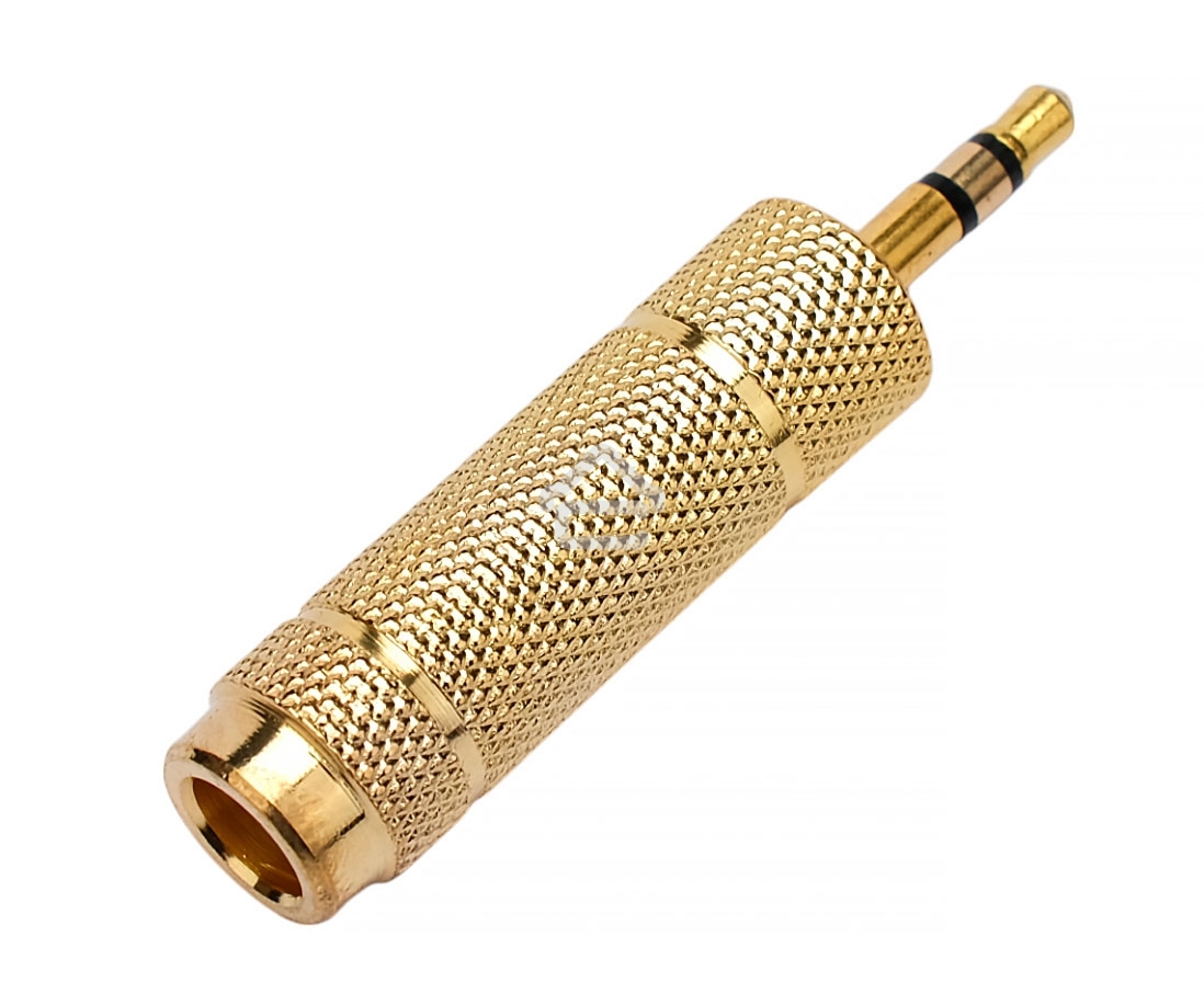 Аудио переходник Cablexpert A-63M-35F, Jack6.3(M) на Jack3.5(F) стерео, золотой, пакет