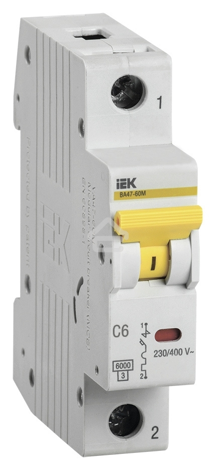 Выключатель автоматический однополюсный ВА47-60M 6А C 6кА MVA31-1-006-C IEK
