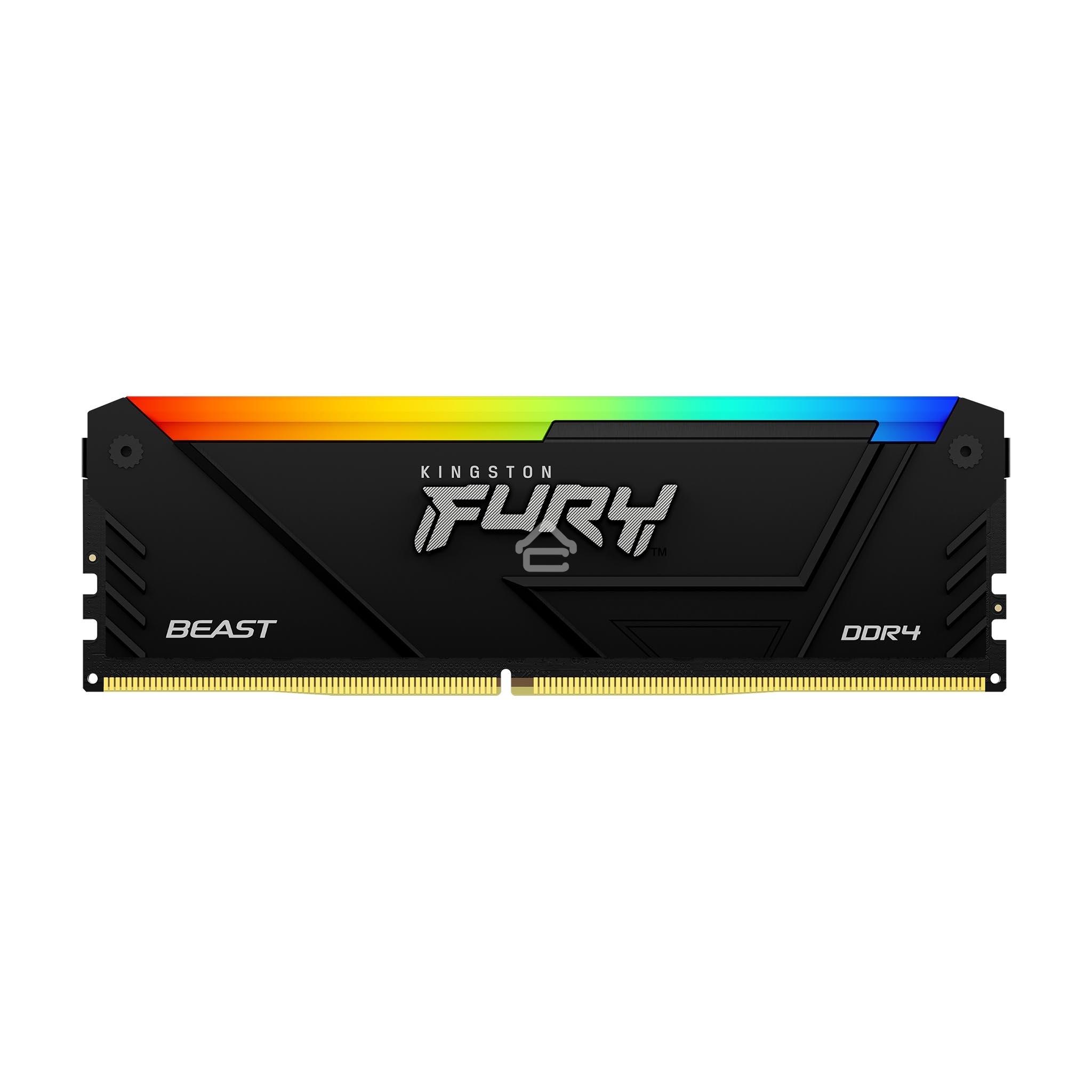 Оперативная память Kingston Fury Beast, DDR4, 16GB (1x16GB), 3200MHz, CL16, DIMM, с радиатором, RGB, черный