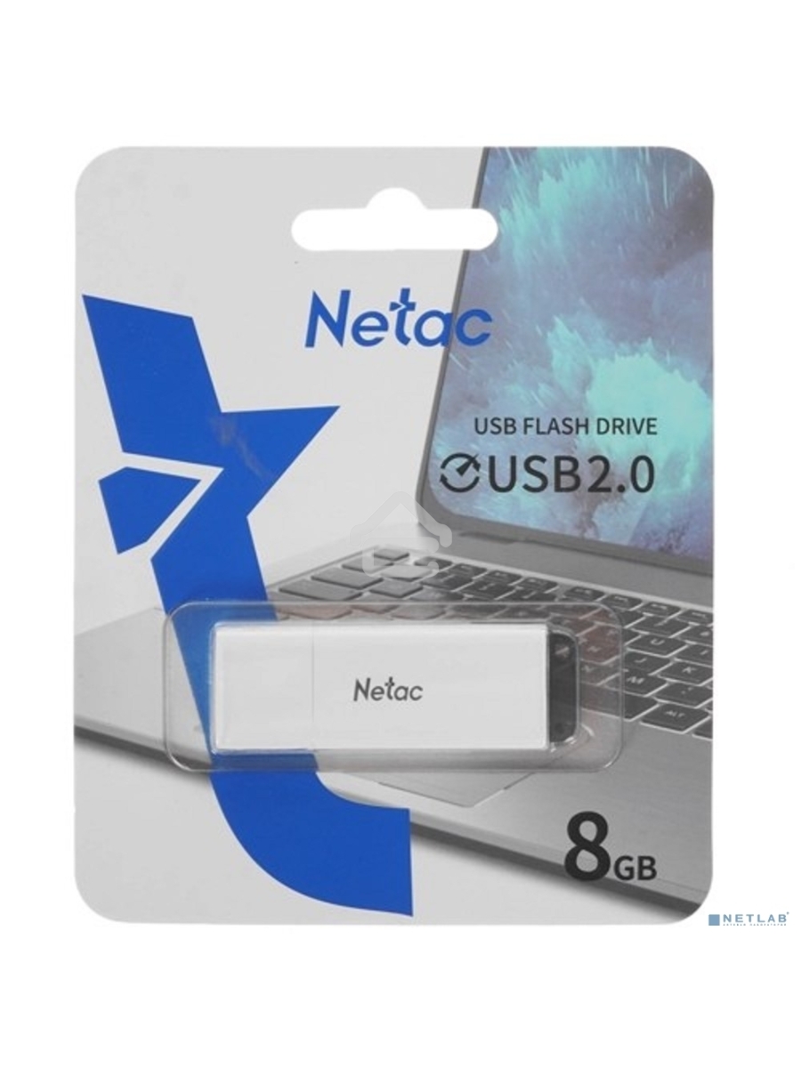 Флеш диск Netac U185 8Gb <NT03U185N-008G-20WH>, USB2.0, с колпачком, пластиковая белая