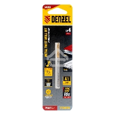 Сверло спиральное по металлу Denzel 4 x 75мм, Р6М5, Golden Tip