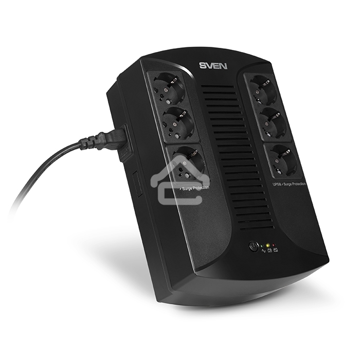 Источник бесперебойного питания SVEN UP-L1000E 1000VA/500W (6 розеток: 3х UPS/сетевой фильтр+3 x сетевой фильтр)