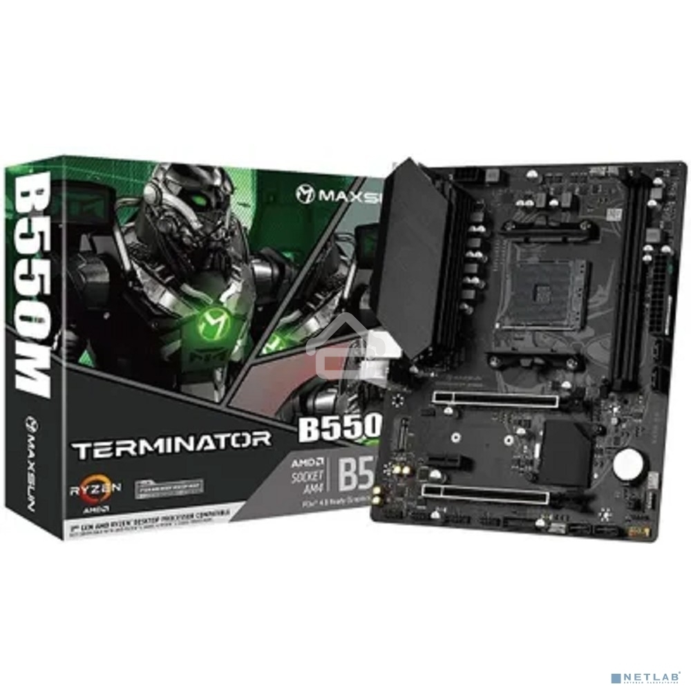 Материнская плата Maxsun Terminator B550M, AM4, AMD B550, 2xDDR4, 4xSATA, 1xM.2, 1xPCI-E 4.0 x16, 1xPCI-E 3.0 x4, 1xPCI-E 3.0 x1, 1xHDMI, 1xVGA, 1x 1Gb LAN, 2xUSB-A 3.2 Gen 1, 4xUSB-A 2.0, 3x3.5 мм, 5.1, M-ATX