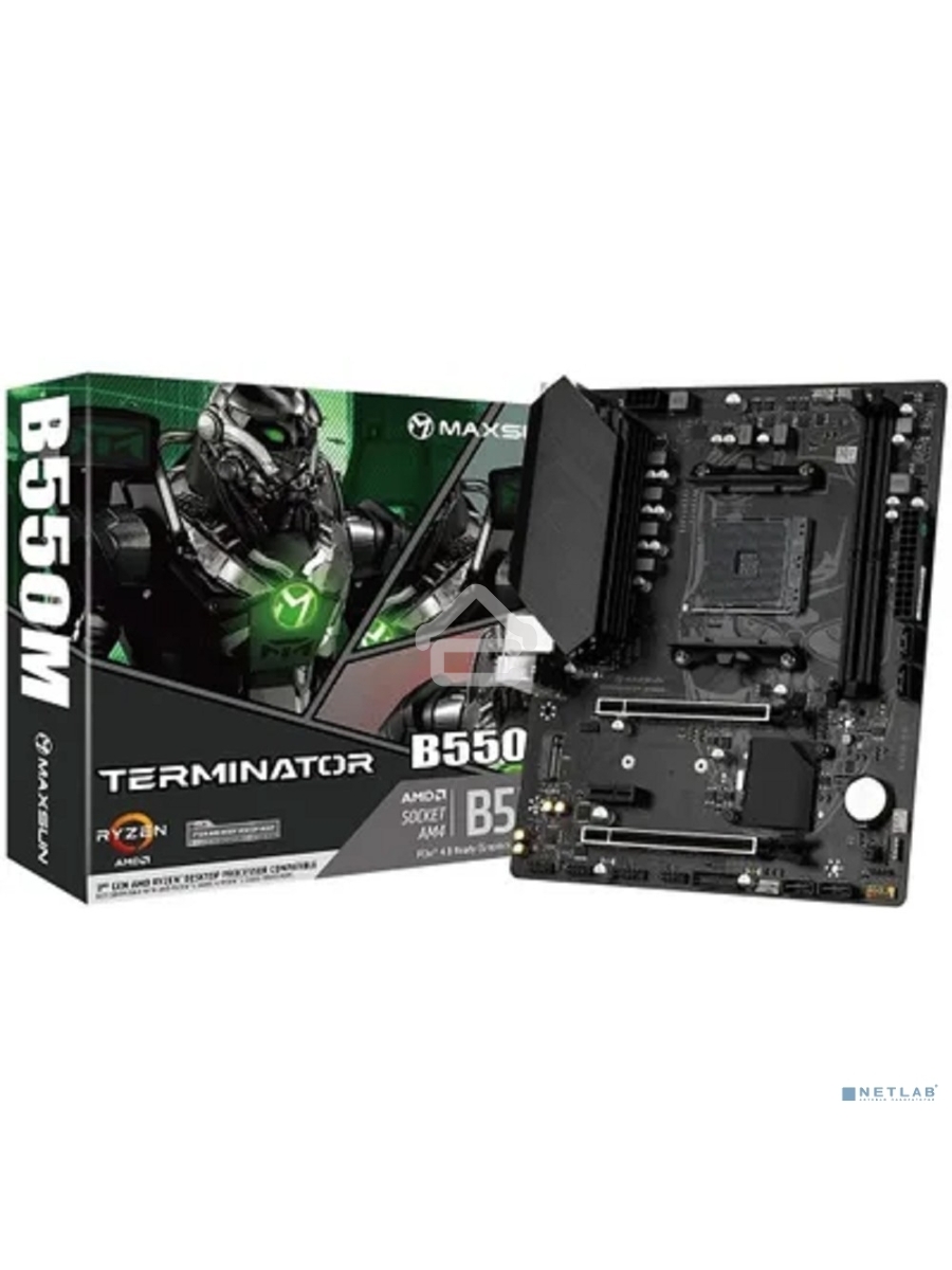 Материнская плата Maxsun Terminator B550M, AM4, AMD B550, 2xDDR4, 4xSATA, 1xM.2, 1xPCI-E 4.0 x16, 1xPCI-E 3.0 x4, 1xPCI-E 3.0 x1, 1xHDMI, 1xVGA, 1x 1Gb LAN, 2xUSB-A 3.2 Gen 1, 4xUSB-A 2.0, 3x3.5 мм, 5.1, M-ATX