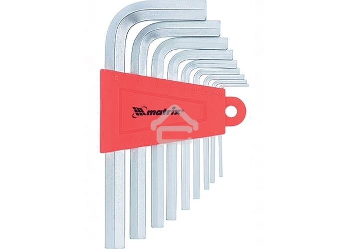 Набор ключей имбусовых Matrix HEX, 1,5–10 мм, CrV, 9 шт., короткие, сатин.