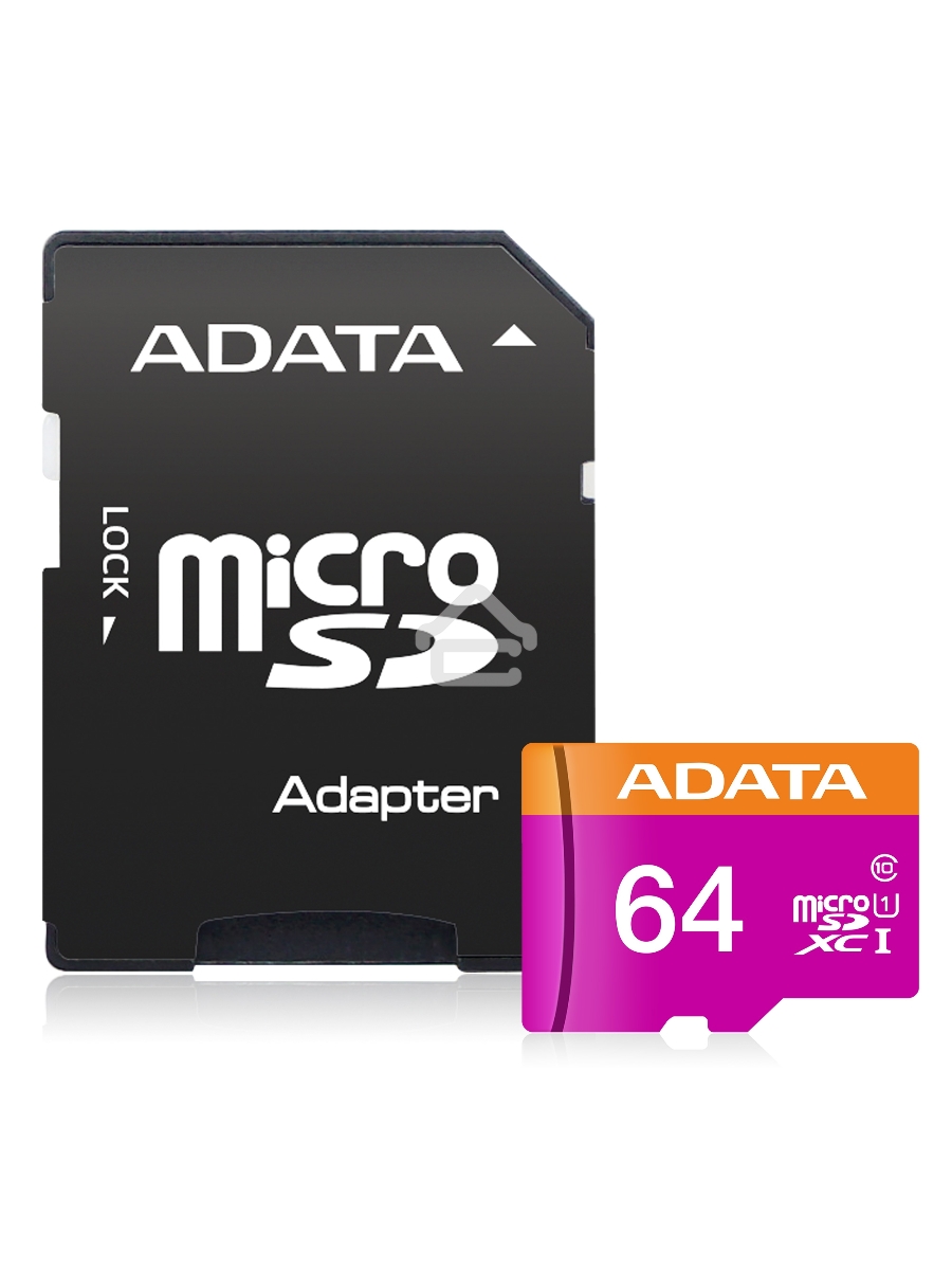Флеш карта microSDXC 64GB ADATAUHS-1 CL10 (AUSDX64GUICL10-RA1) + SD adaptor