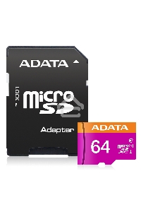 Флеш карта microSDXC 64GB ADATA  UHS-1 CL10 (AUSDX64GUICL10-RA1) + SD adaptor