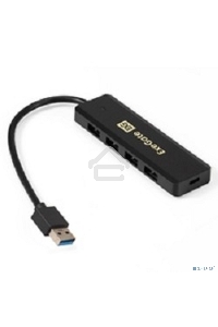 Хаб USB (концентратор) ExeGate DUB-4P/1 (кабель-адаптер USB3.0 --> 4xUSB3.0, Plug&Play, черный)