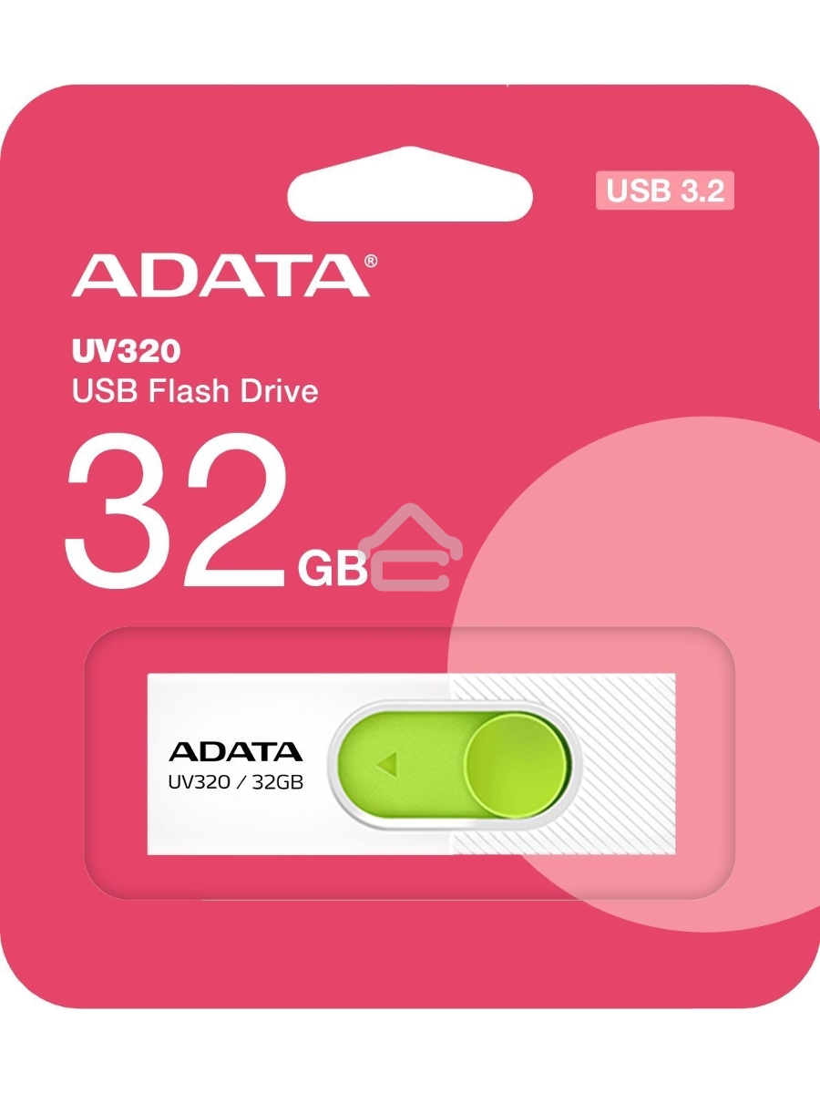 Флеш диск 32GB A-DATA UV320, USB 3.2, белый/зеленый