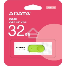 Флешка USB ADATA UV320 (AUV320-32G-RWHGN), 32Gb, USB 3.2, R/W 100/30, белый/зеленый