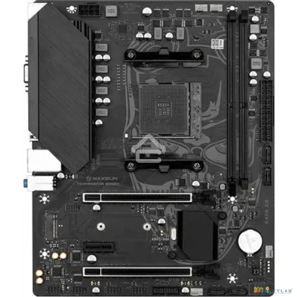 Материнская плата Maxsun Terminator B550M, AM4, AMD B550, 2xDDR4, 4xSATA, 1xM.2, 1xPCI-E 4.0 x16, 1xPCI-E 3.0 x4, 1xPCI-E 3.0 x1, 1xHDMI, 1xVGA, 1x 1Gb LAN, 2xUSB-A 3.2 Gen 1, 4xUSB-A 2.0, 3x3.5 мм, 5.1, M-ATX