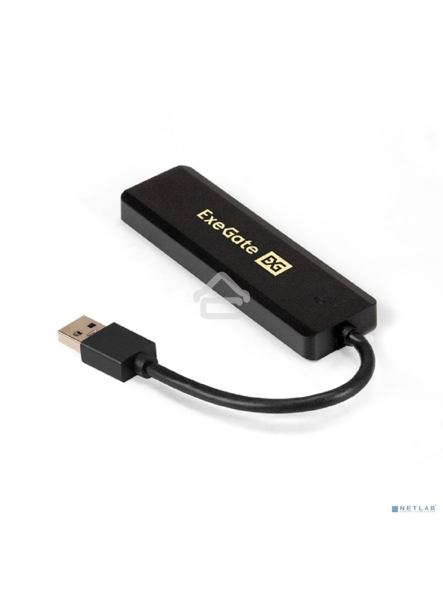 Хаб USB (концентратор) ExeGate DUB-4P/1 (кабель-адаптер USB3.0 --> 4xUSB3.0, Plug&Play, черный)