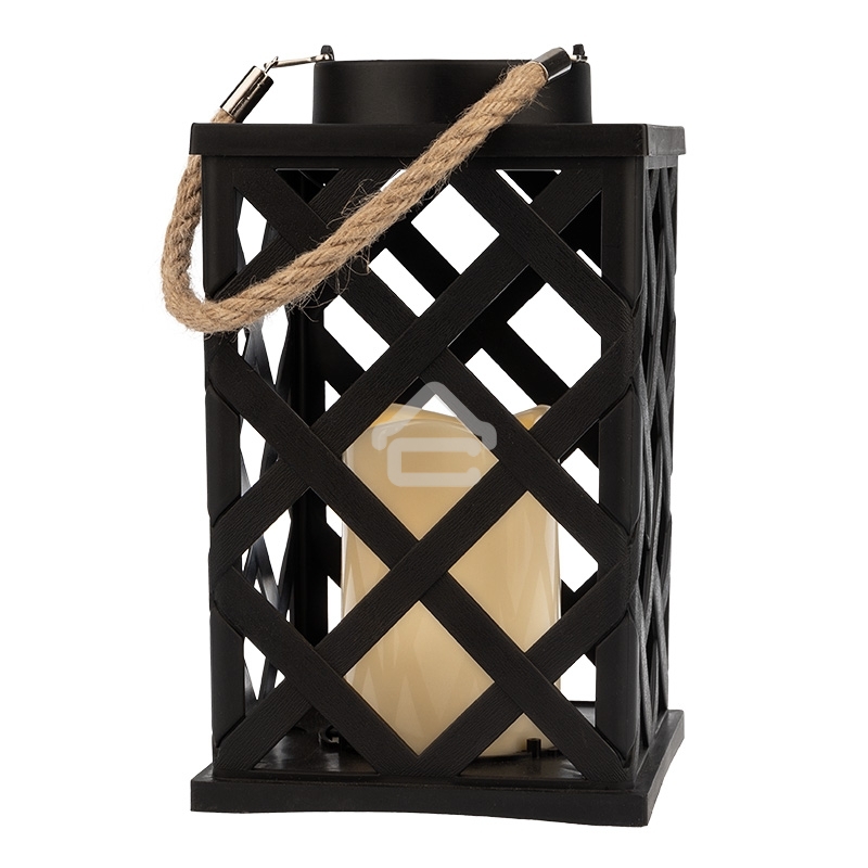 Декоративный фонарь Neon-night на солнечной батарее 14х14х24 см, черный плетеный корпус, теплый белый цвет свечения