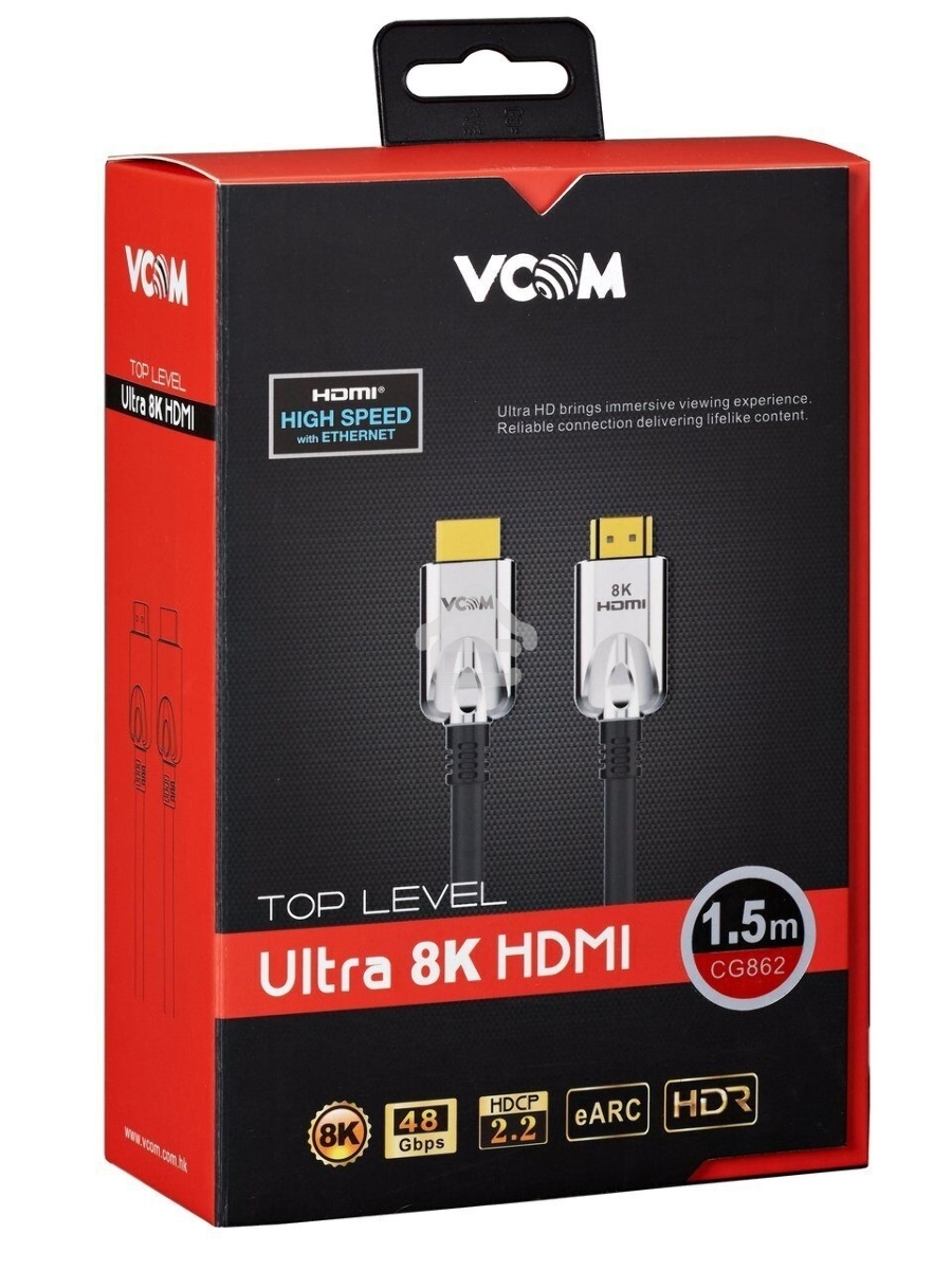 Кабель HDMI 19M/M,ver. 2.1, 8K@60 Hz 1.5m VCOM <CG862-1.5M> VCOM/TELECOM