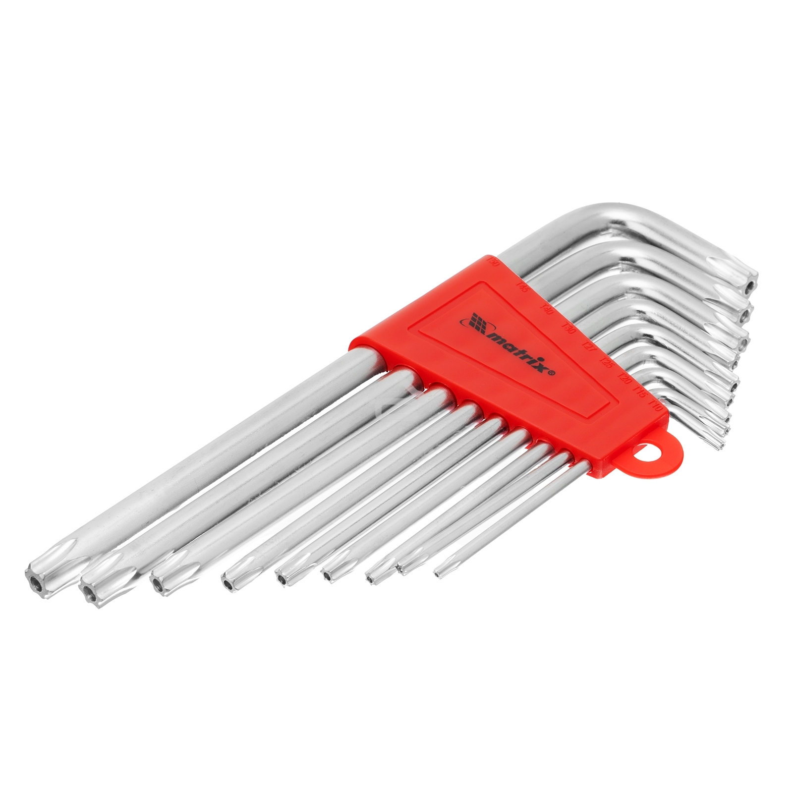 Набор ключей Matrix имбусовых TORX, 9 шт: T10-T50, CrV, удлиненные, сатин.