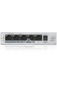 Коммутатор Zyxel GS1005HP Switch PoE +, 5xGE (4xPoE +), desktop, metal, silent, PoE budget 60 W