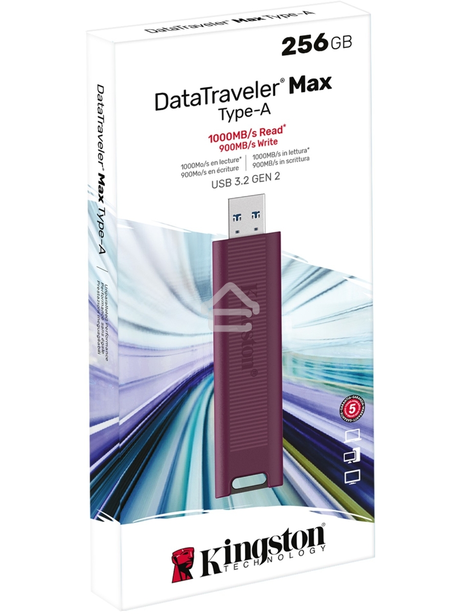 Флеш диск Kingston USB Drive 256GB DataTraveler MaxA USB3.2 Gen 2 Type-A, бордовый [DTMAXA/256GB]