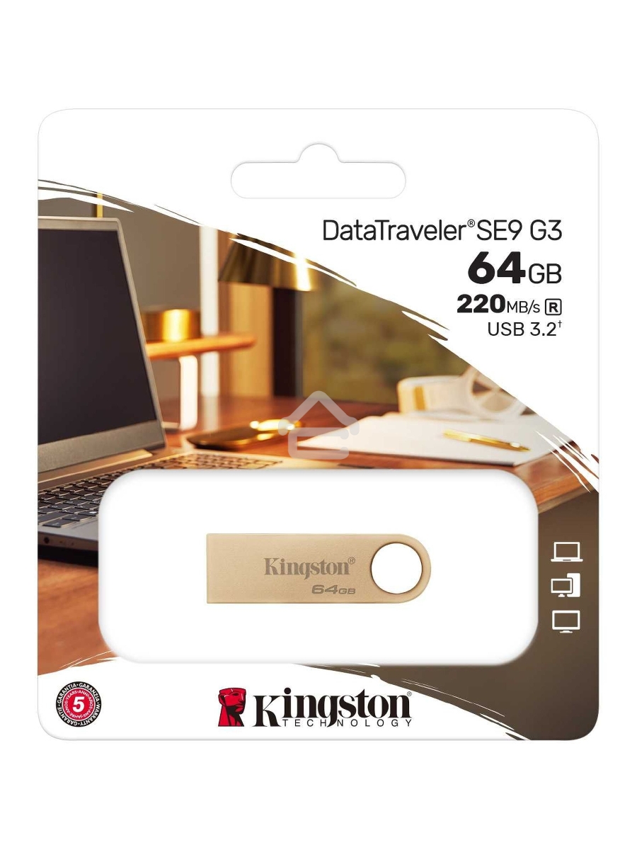 Флеш диск Kingston 64GB DataTraveler SE9 DTSE9G3/64GB USB3.0 серебристый