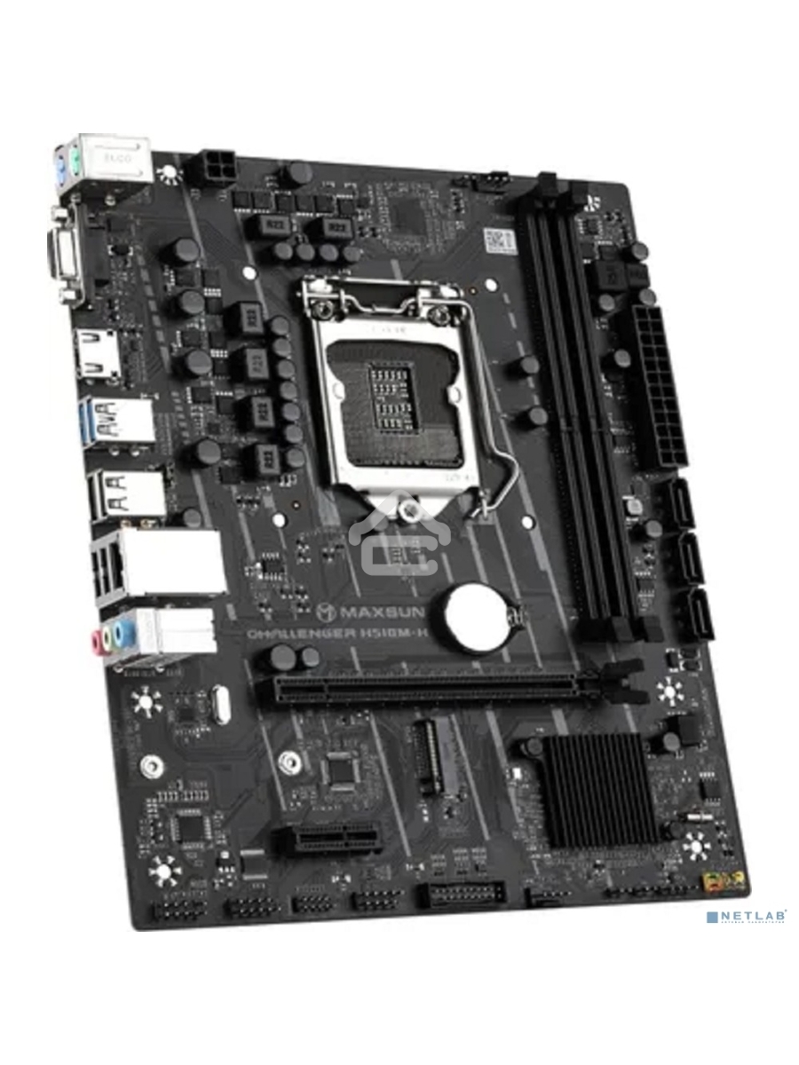 Материнская плата Maxsun Challenger H510M-H, LGA 1200, Intel H470, 2xDDR4, 1xM.2, 3xSATA, 1xPCIe 3.0 x16, 1xPCIe 3.0 x1, 1xHDMI, 1xVGA,1x 1Gb LAN, 4xUSB 2.0, 2xUSB 3.0, 5.1, mATX