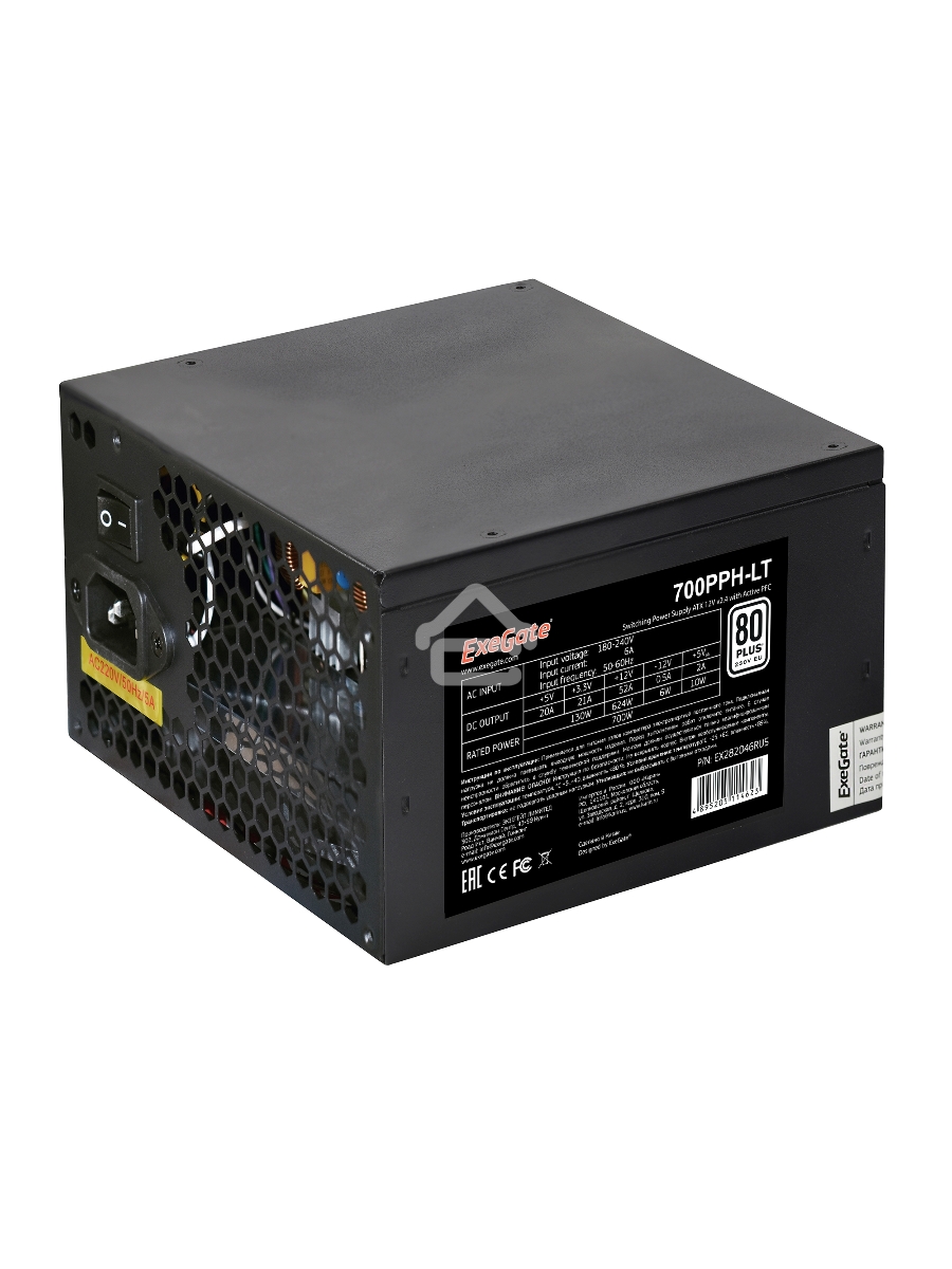 Блок питания ExeGate 700PPH-LT RTL (EX282048RUS), 700Вт, 80 PLUS, 120мм, черный