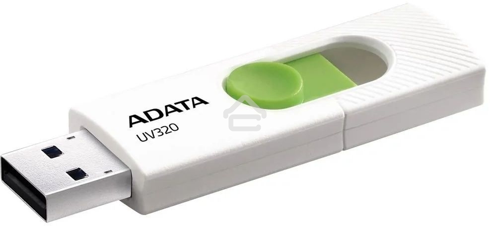 Флешка USB ADATA UV320 (AUV320-64G-RWHGN), 64Gb, USB 3.2 Gen1, R/W 100/30, белый/зеленый