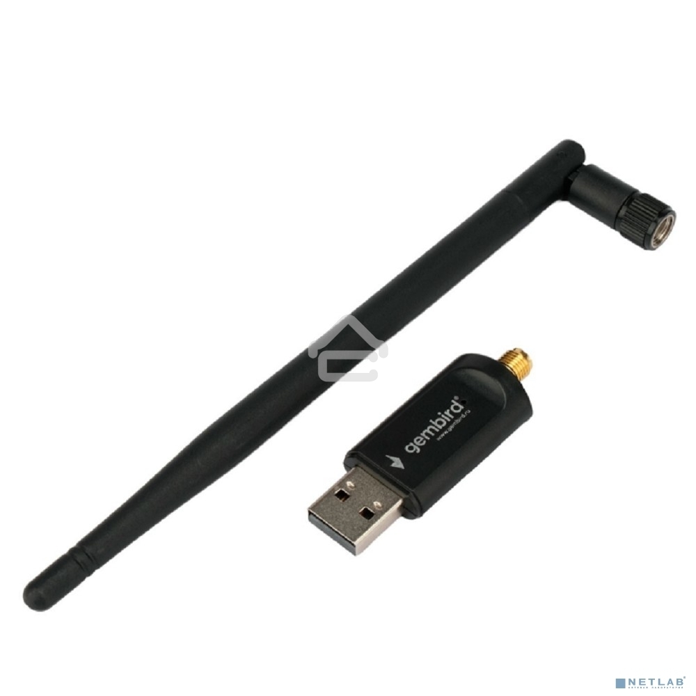 Сетевой адаптер Wi-Fi+Bluetooth Gembird WNP-UA-019, двухдиапазонный с антенной, 600Мбит, USB, 802.11b/a/g/n/a