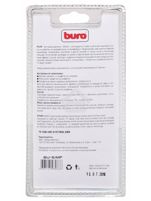 Чистящий набор (салфетки + гель) Buro BU-S/MF (салфетка и спрей) для экранов и оптики блистер 100мл