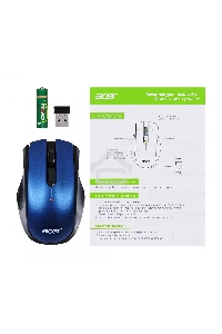 Мышь беспроводная Acer OMR031 черный/синий, 1600 dpi, радиоканал, USB, кнопки - 4