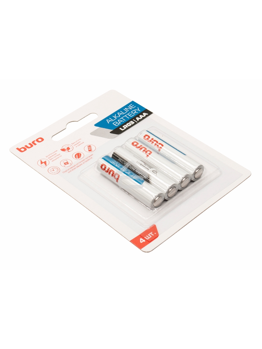 Батарея Buro Alkaline LR03 AAA (4шт) блистер