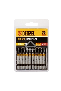 Набор бит TORX 15х50, сталь S2, шестигранный профиль, 10 шт.  Denzel