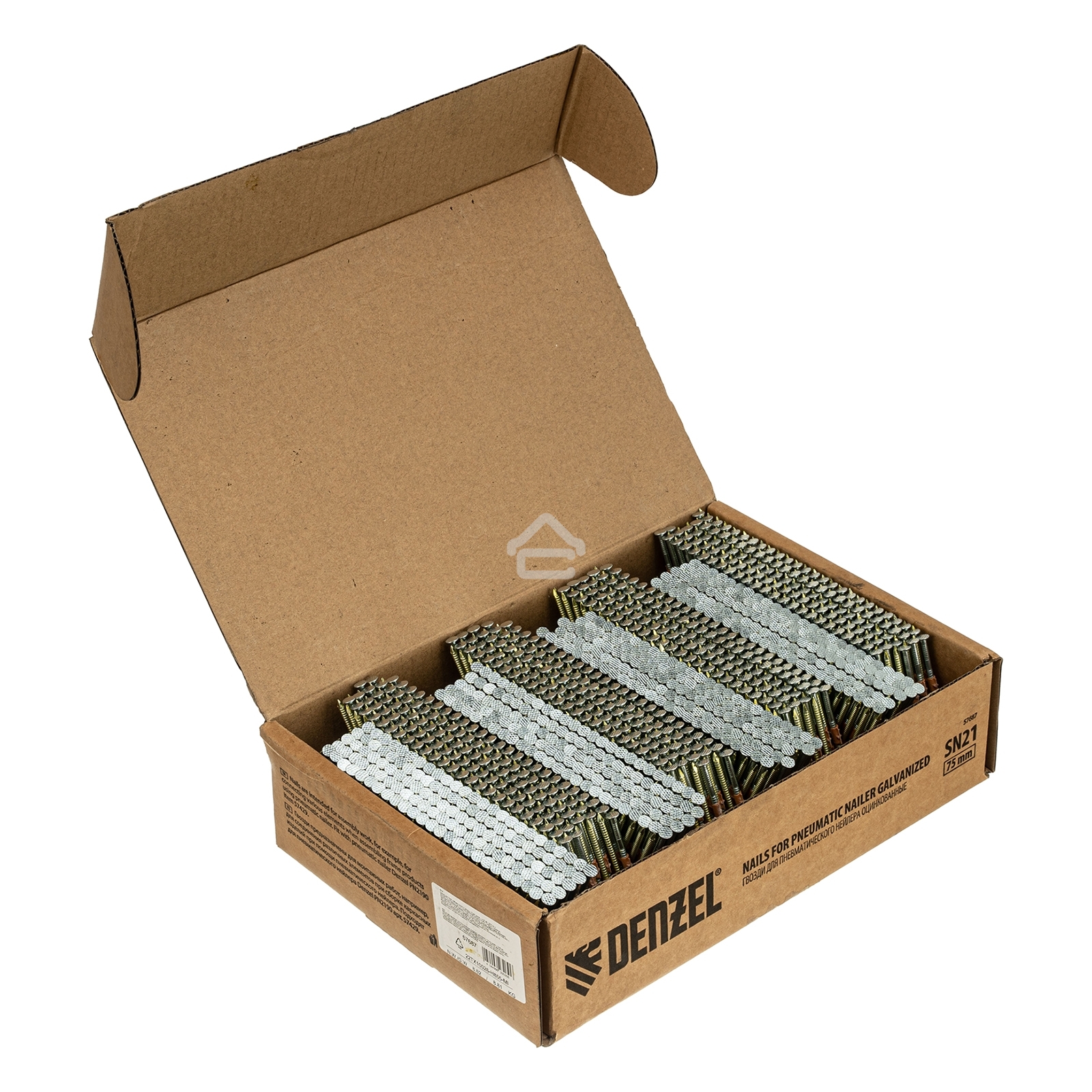 Гвозди Denzel для пнев. нейлера (оцинк.), длина - 75 мм, диам. - 3,05 мм, 2000 шт.