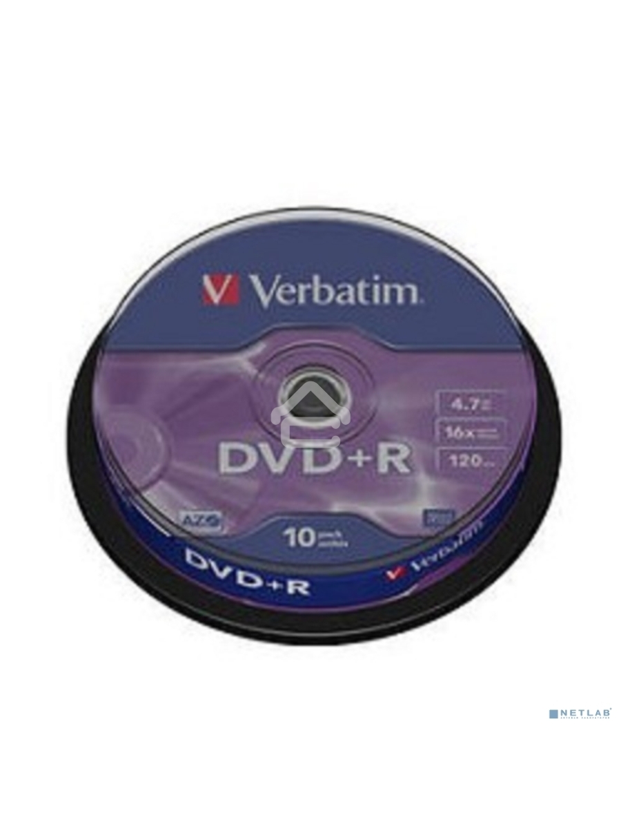 Диск DVD+R Verbatim 4.7Gb 16x Cake Box (10шт) (43498)