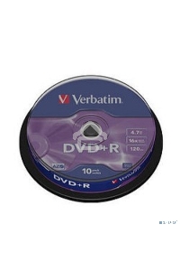 Диск DVD+R Verbatim 4.7Gb 16x Cake Box (10шт) (43498)