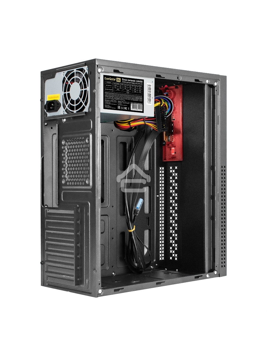Корпус Miditower ExeGate AA-443U-AA450 (ATX, AA450 8 см, 2*USB+1*USB3.0+HD Audio, черный)