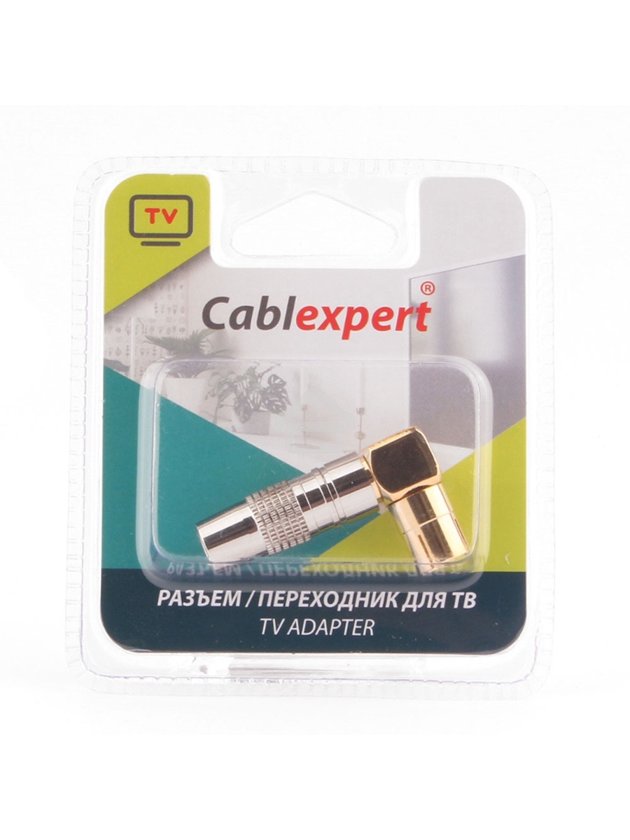 Разъем Cablexpert TVPL-08 ,TV (мама) позолоченный, латунь OD8.5, 90 градусов, блистер