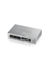 Коммутатор Zyxel GS1005HP Switch PoE +, 5xGE (4xPoE +), desktop, metal, silent, PoE budget 60 W
