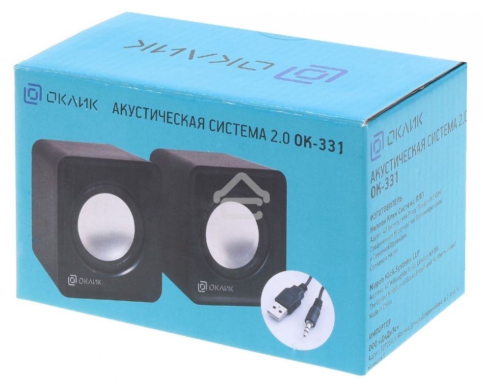 Акустическая система Oklick OK-331 2.0 черный 6Вт