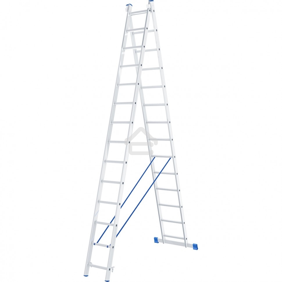 Лестница Сибртех 2 х 14 ступеней, алюминиевая, двухсекционная