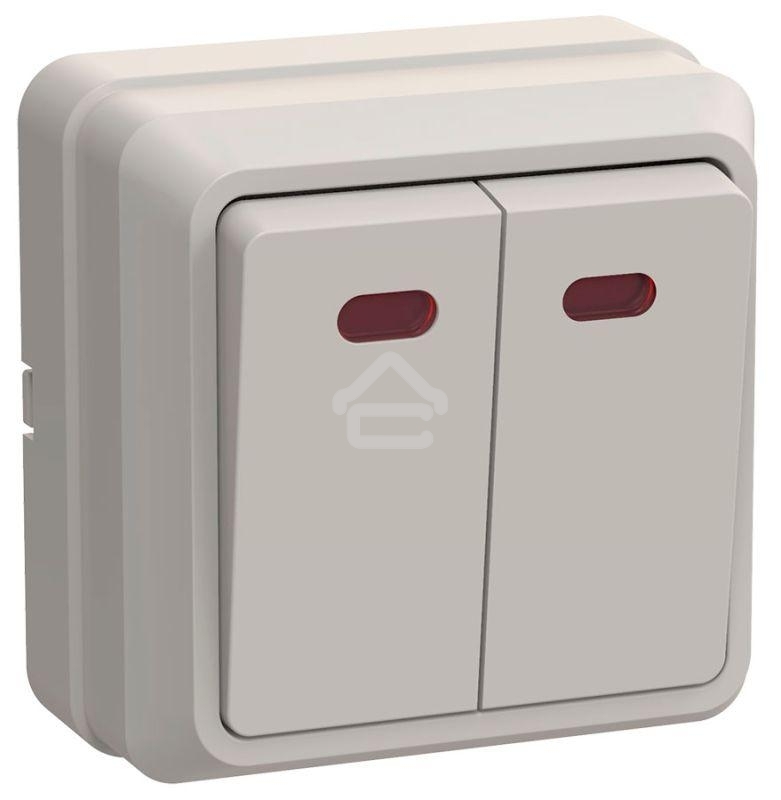 Выключатель 2-кл. ОП ОКТАВА с инд. 10А IP20 ВС20-2-1-ОКм крем. ИЭК EVO21-K33-10-DC