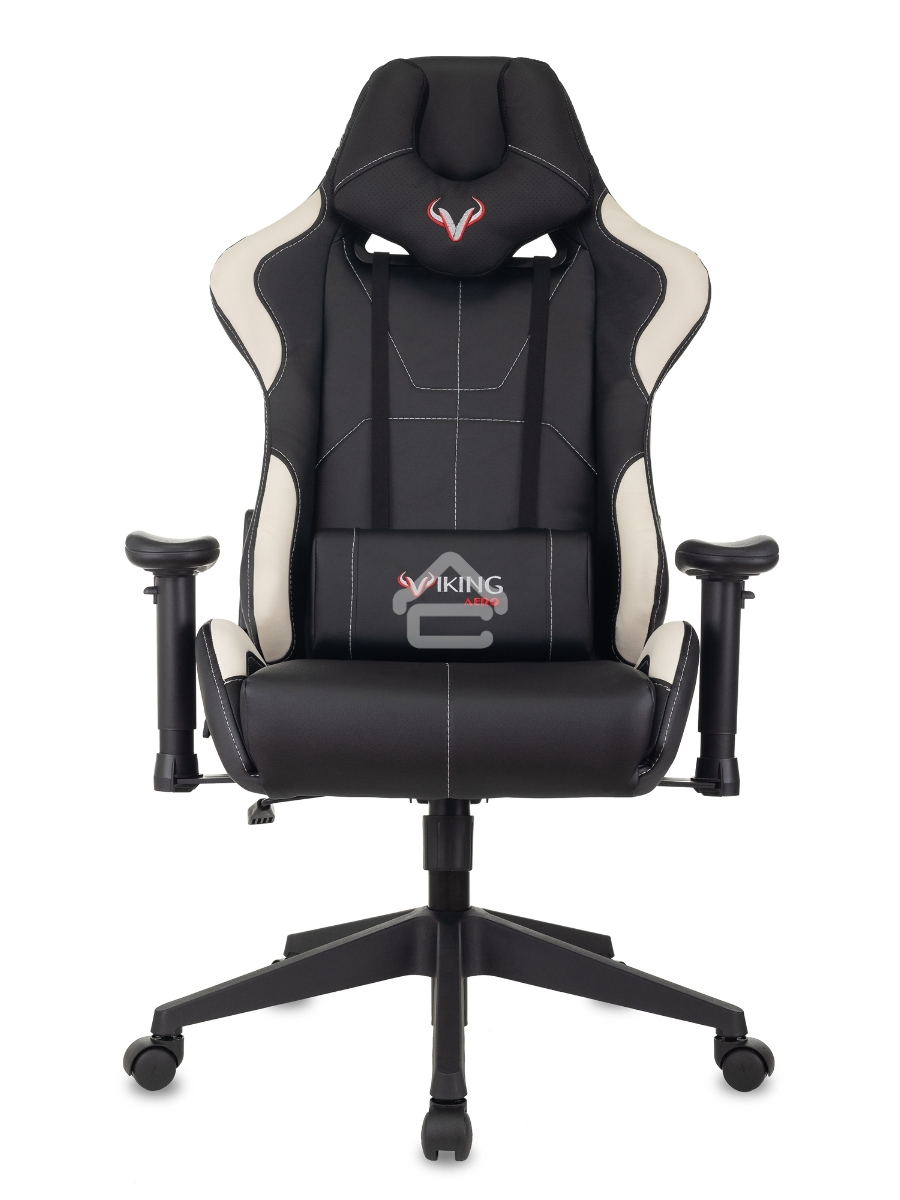 Кресло игровое Бюрократ VIKING 5 AERO WHITE черный/белый искусственная кожа