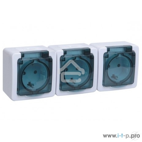 Розетка силовая Iek ERMP32-K03-16-54-EC РСб23-3-ГПБд роз 3м с з/к о/у IP54 (дымчатый) ГЕРМЕС PLUS