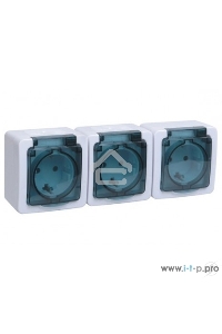 Розетка силовая  Iek ERMP32-K03-16-54-EC РСб23-3-ГПБд роз 3м с з/к о/у  IP54 (дымчатый) ГЕРМЕС PLUS