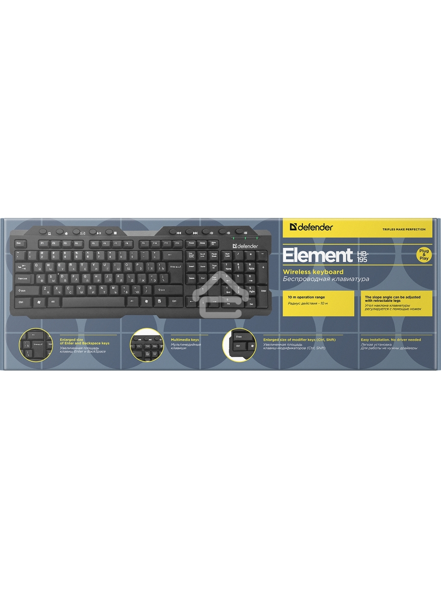Клавиатура Defender Element HB-195 RU беспроводная USB черный