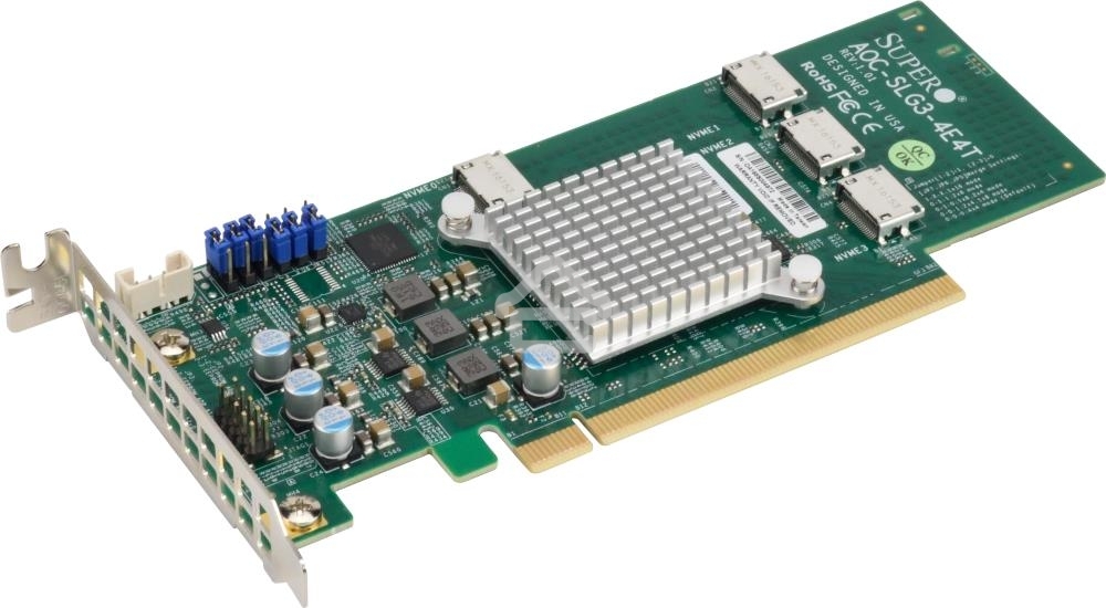 Плата коммуникационная SuperMicro Quad port OCuLink retimer NVMe SSD add-on card for PCIe3 x16 slot