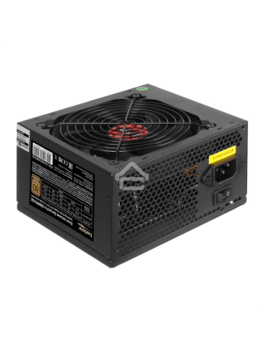 Серверный блок питания1000W ExeGate EX292208RUS ServerPRO 80 PLUS Bronze, 1000PPH-SE (ATX, for 3U+ cases, APFC, КПД 89% (80 PLUS Bronze), 12cm fan, 24pin, 2x(4+4)p, 6xPCI-E, 8xSATA, 4xIDE, box, black)