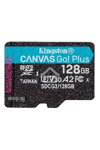ФлешКарта Kingston 128GB microSDXC Canvas Go Plus 170R A2 U3 V30 Single Pack w/o ADP EAN: 740617301243